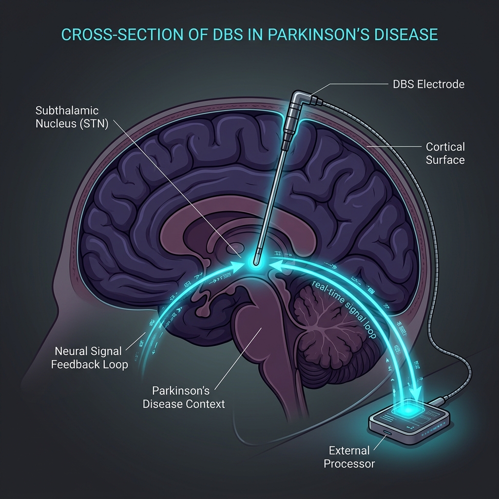 Closed-loop adaptive deep brain stimulation adjusts in real time to neural signatures in Parkinson's disease